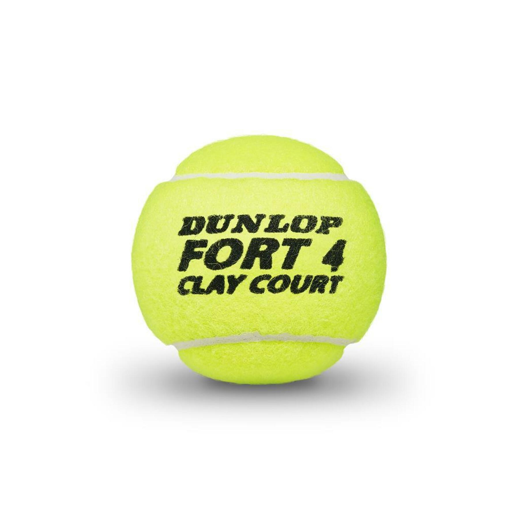 Lot de 4 balles de tennis Dunlop fort clay court 4tin