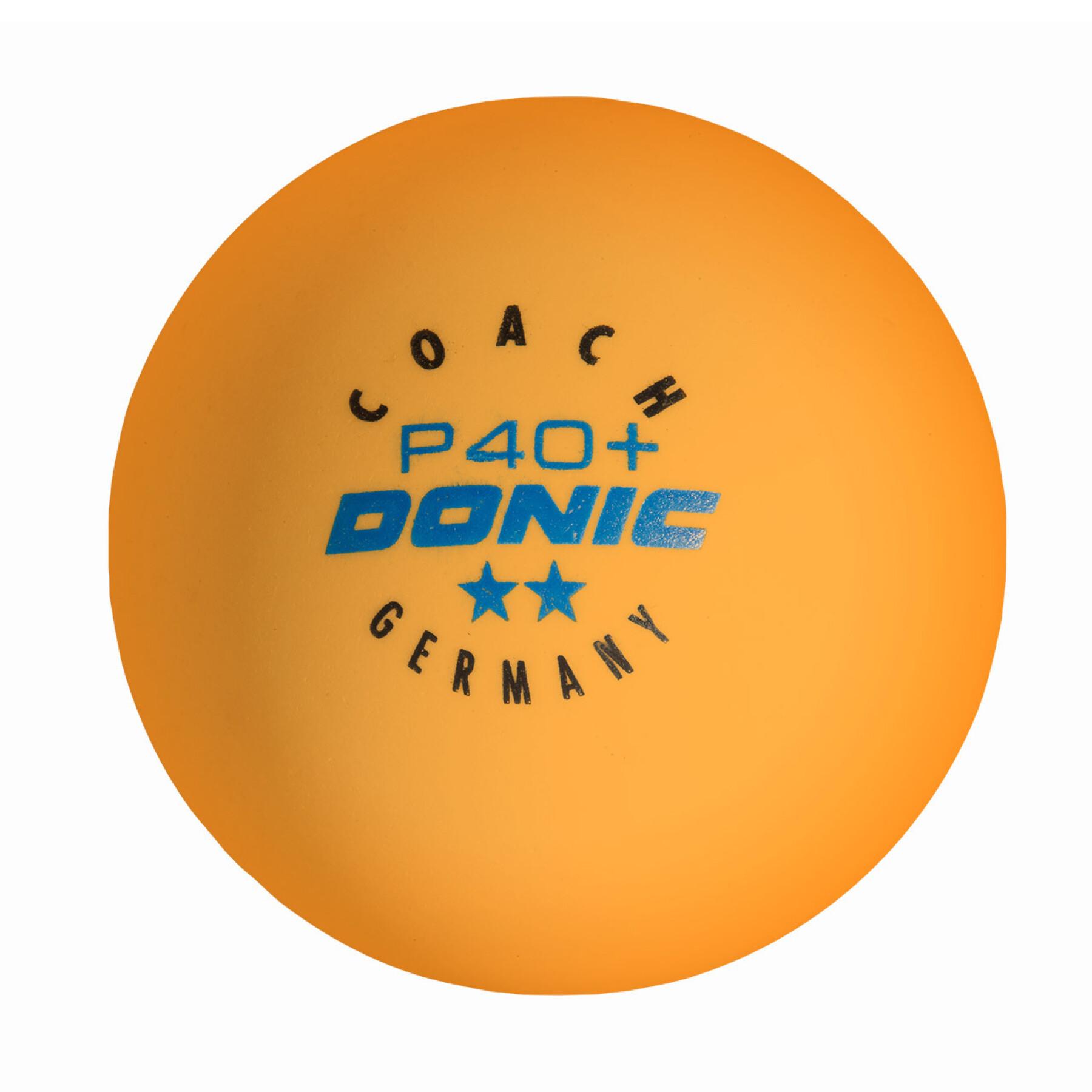 Seau de 120 balles de tennis de table Donic Coach P40+**(40 mm)