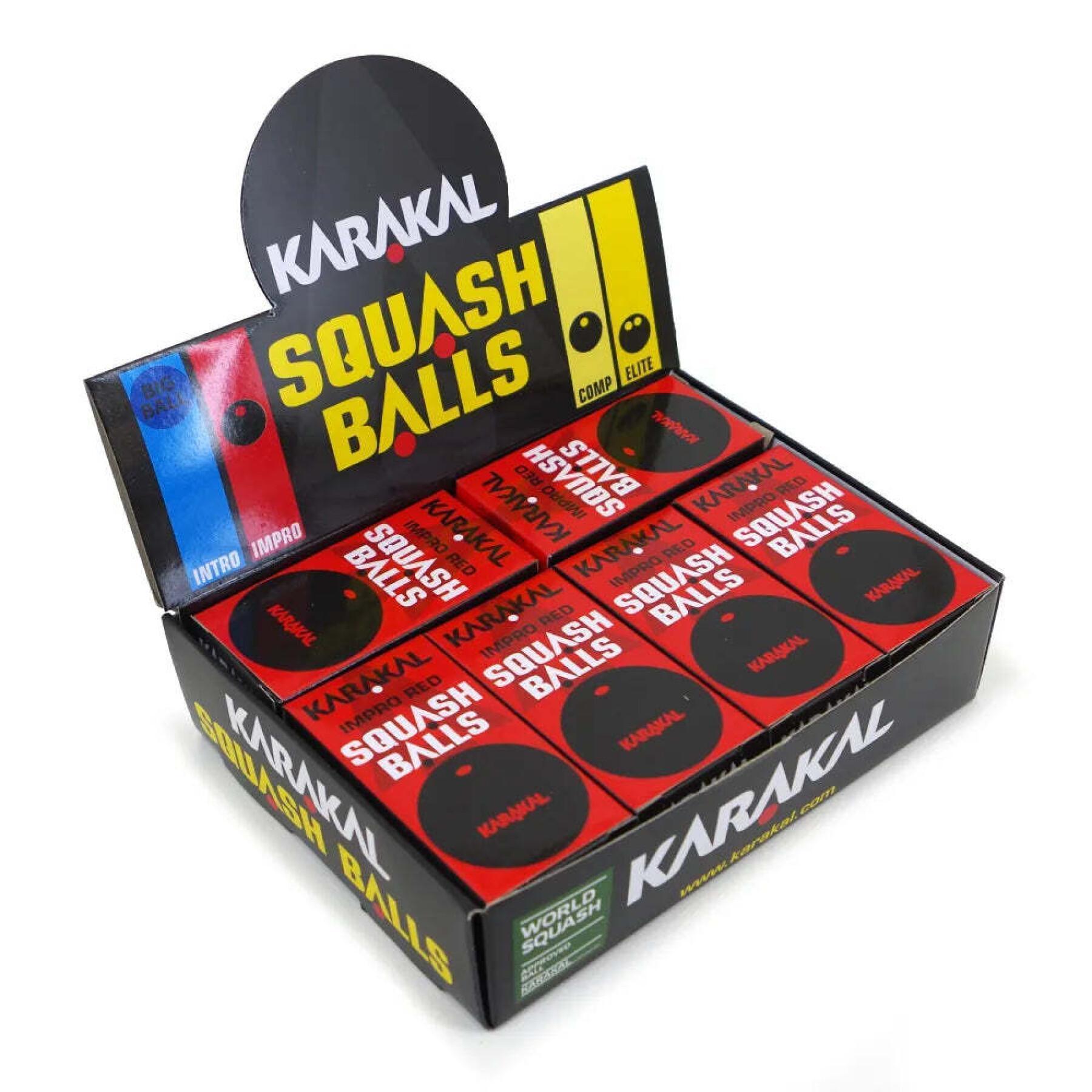 Lot de 12 balles de squash à point rouge Karakal