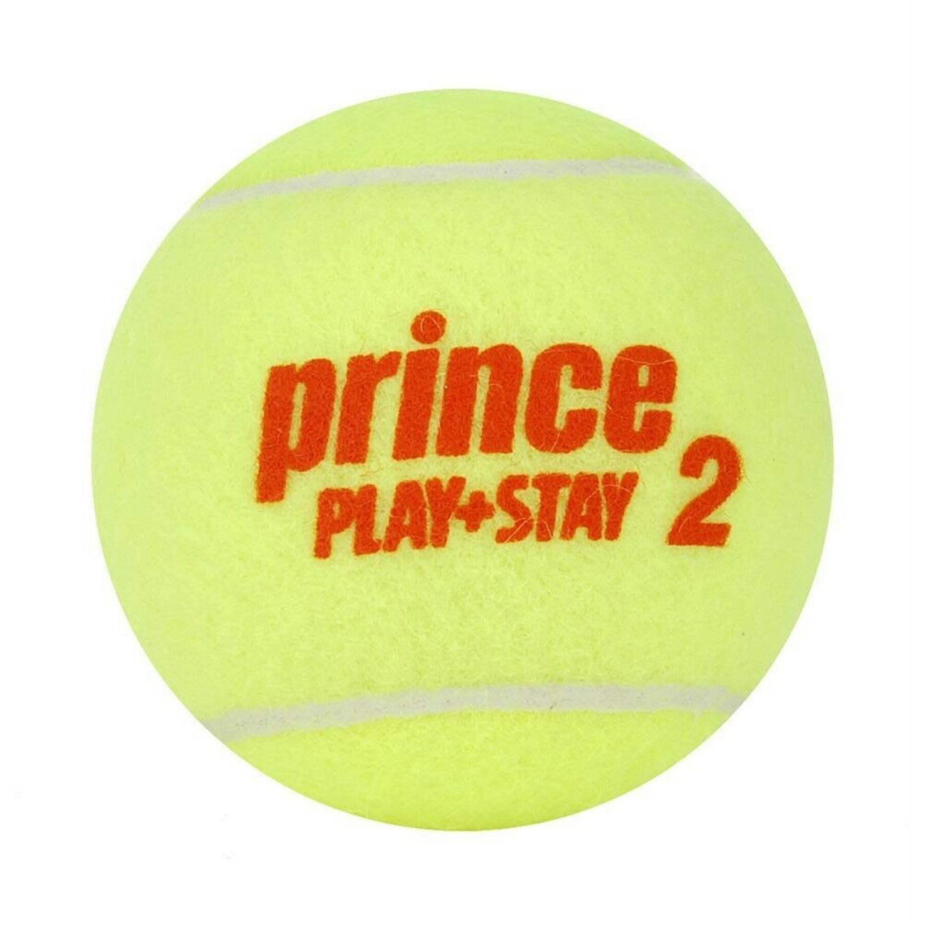 Tube de 3 balles de tennis Prince Play & Stay - stage 2