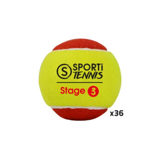 Sachet de 36 balles de tennis Sporti Stage 3
